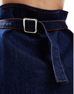 denim halter top with belt in indigo