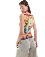 slinky vest in abstract art print