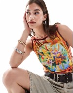 slinky vest in abstract art print