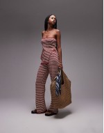 knitted stripe bandeau co-ord in rust