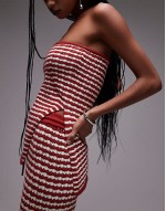 knitted stripe bandeau co-ord in rust