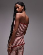 knitted stripe bandeau co-ord in rust