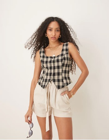 Celeste waistcoat in mono gingham