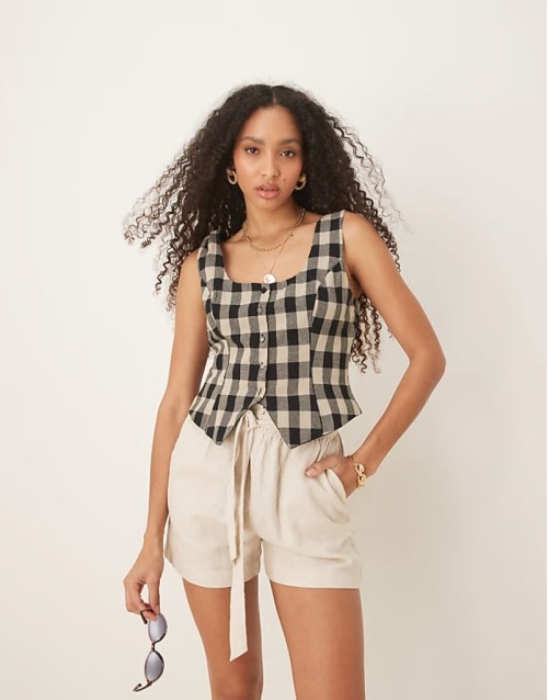 Celeste waistcoat in mono gingham