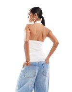 neck detail bandeau top in off white