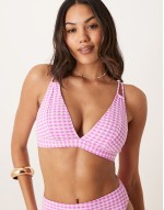 Fuller Bust textured gingham bikini in pink