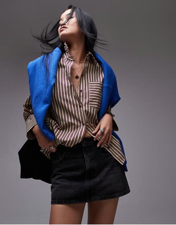 denim pelmet mini skirt in washed black
