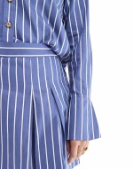Alexis cotton stripe pleated mini skirt in navy and white co-ord