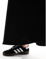 matte satin midi skirt in black
