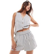 Linen Co-ord in Navy Stripe