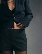 tailored micro shorts in dark grey