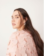 Curve embellished matte disc sequin tshirt mini dress in light pink