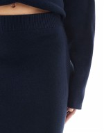 knitted structured mini skirt co-ord in navy