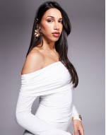 double layered slinky  foldover bodycon mini dress in white