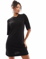 glitter mini dress in black