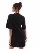 glitter mini dress in black