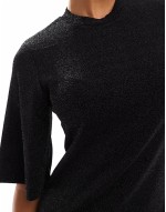 glitter mini dress in black