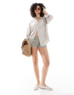 oversized linen look shirt in beige