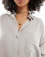 oversized linen look shirt in beige