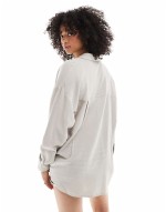 oversized linen look shirt in beige