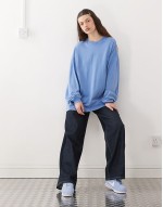 Lindy super oversized long sve t-shirt in blue
