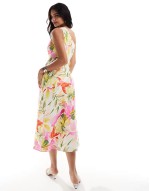 one shoulder midaxi dress in bright floral