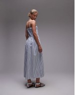 poplin maxi dress in blue stripe