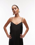 tailored pinstripe midi slip dress