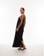 tailored pinstripe midi slip dress