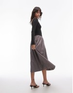 pixi long sve volume midaxi dress in black and grey