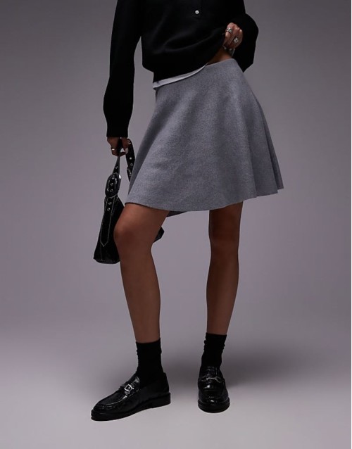 cardigan and skirt co-ord in grey