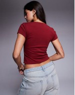 double layer square neck cap sve top in merlot